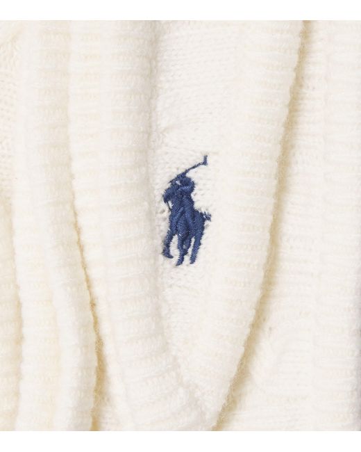Polo Ralph Lauren White Wool-Cashmere Cable-Knit Wrap Snood