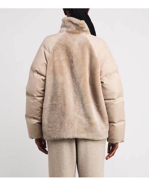 Eleventy Natural Shearling High-Neck Jacket