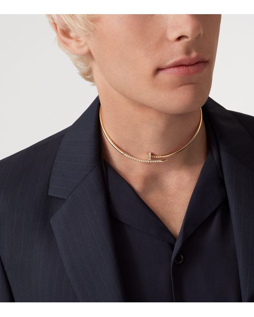 Cartier Metallic Small And Diamond Juste Un Clou Torque Necklace