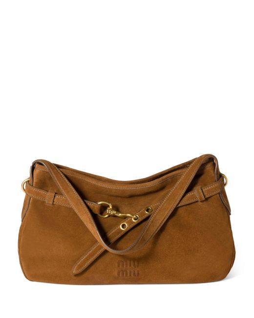 Miu Miu Brown Suede Aventure Shoulder Bag