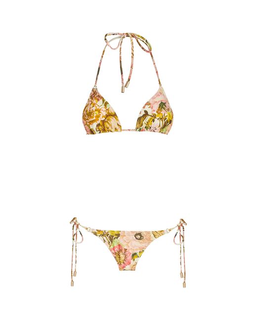 Zimmermann Metallic Floral Golden Bikini