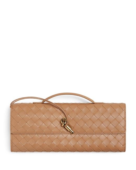 Bottega Veneta Brown Leather Andiamo Clutch Bag