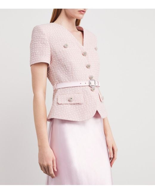 Self-Portrait Pink Sequin Bouclé Chiffon Midi Dress