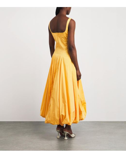 Jonathan Simkhai Yellow Cotton Bubble-Hem Hally Midi Dress