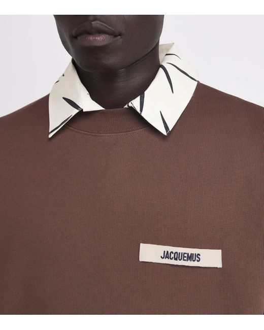 Jacquemus Brown Logo-Appliquéd Cotton-Jersey Sweatshirt for men