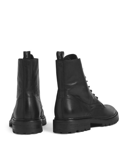 AllSaints Black Leather Tobias Boots for men