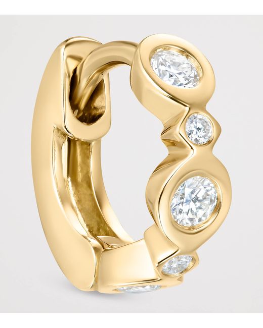 David Morris Metallic And Diamond Triolette Oval Single Hoop Earring