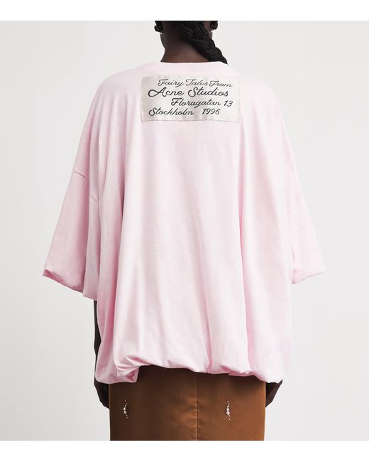 Acne Pink Loose-Fit Cropped T-Shirt