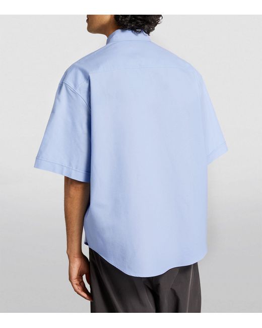 AMI Blue Cotton Embroidered-logo Shirt