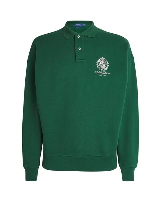 Polo Ralph Lauren Green Cotton-Blend Logo Polo Sweatshirt for men