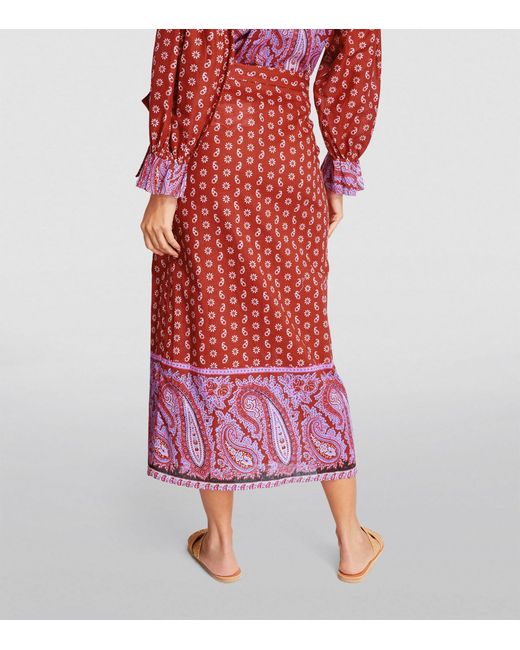BOTEH Red Linen-cotton Kaleido Wrap Skirt