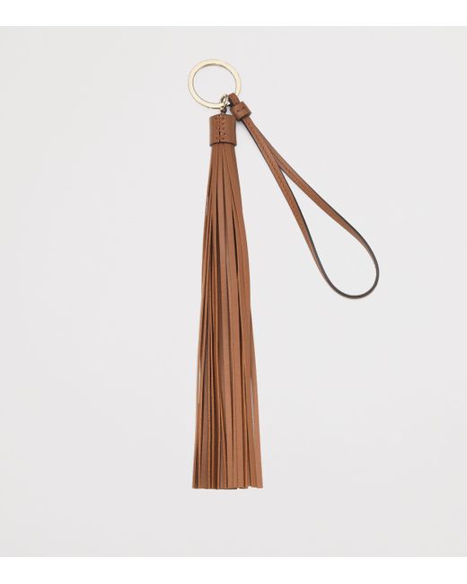Jimmy Choo Brown Tassel Leather Keyring Charm