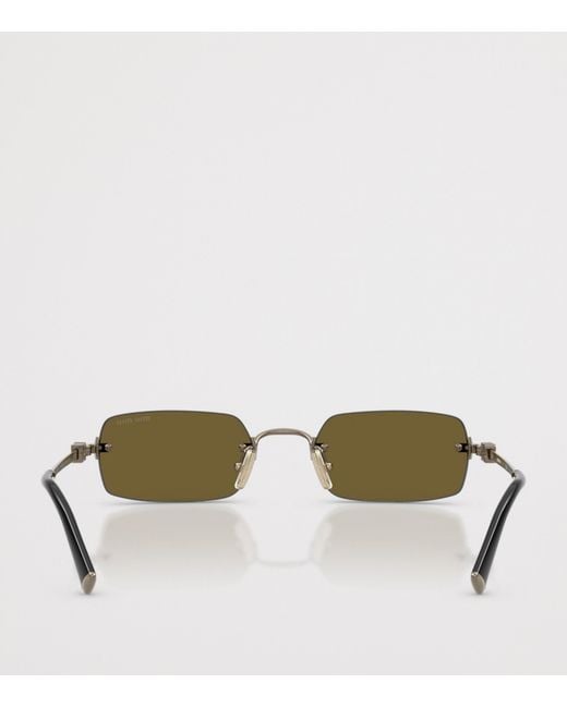 Miu Miu Green Metal Rectangular Sunglasses