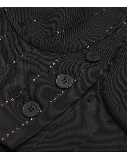 Sandro Black Sequin-Stripe Waistcoat
