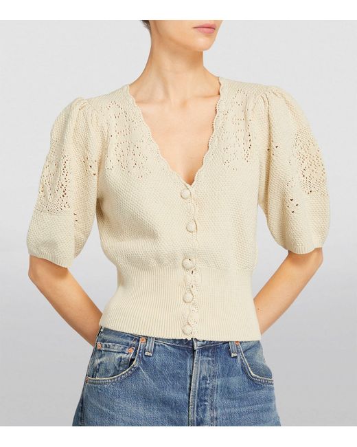 7 For All Mankind White Pointelle Western Cardigan