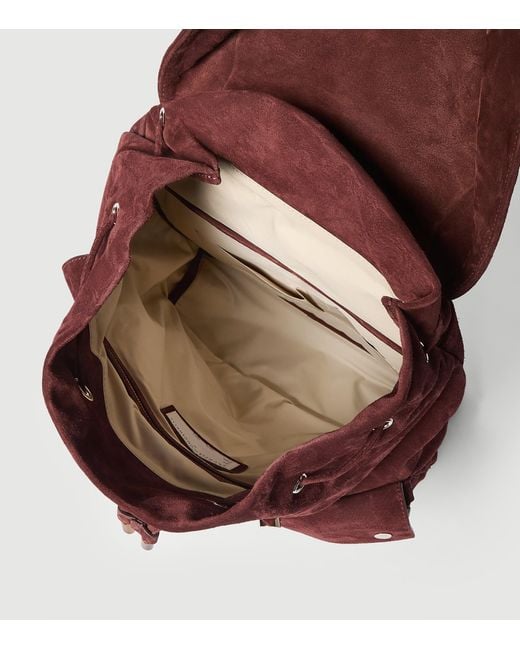 Brunello Cucinelli Red Suede Double-Pocket City Backpack for men