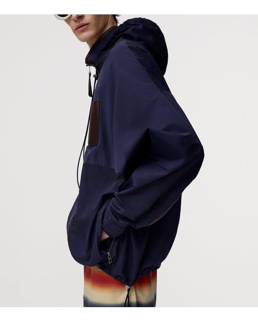 Loewe Blue X Paula's Ibiza Leather-Trimmed Hooded Jacket for men
