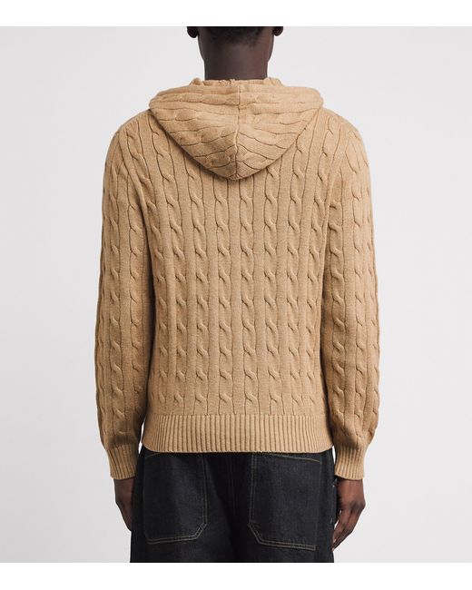 Polo Ralph Lauren Brown Cotton Cable-Knit Zip-Up Hoodie for men