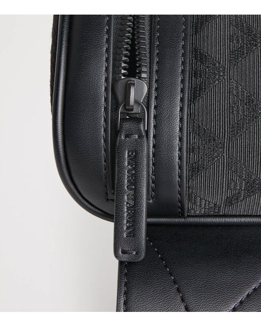 Emporio Armani Black Jacquard Logo Belt Bag for men