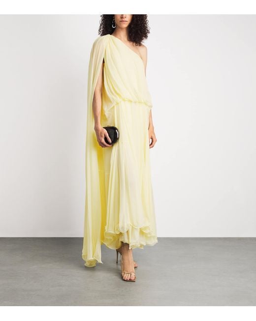Rachel Gilbert Yellow Silk Isla Midi Dress