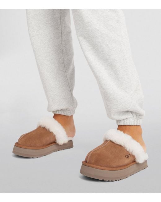 Ugg Brown Suede Platform Slippers