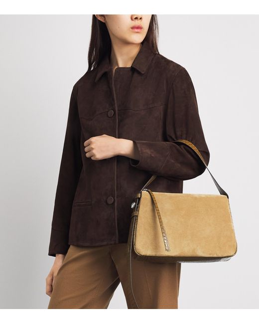 Tory Burch Natural Suede Romy Shoulder Bag