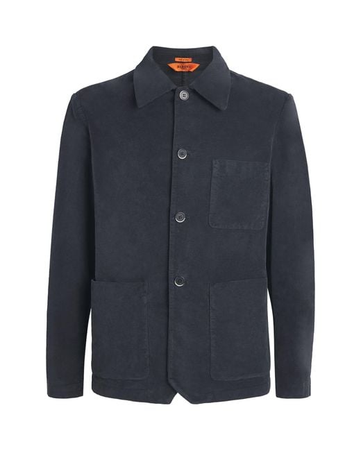 Barena Blue Stretch-Cotton Overshirt for men
