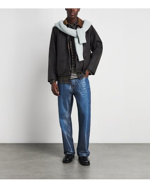 Barbour Black X Paul Smith Waxed Transport Windowpane Jacket for men