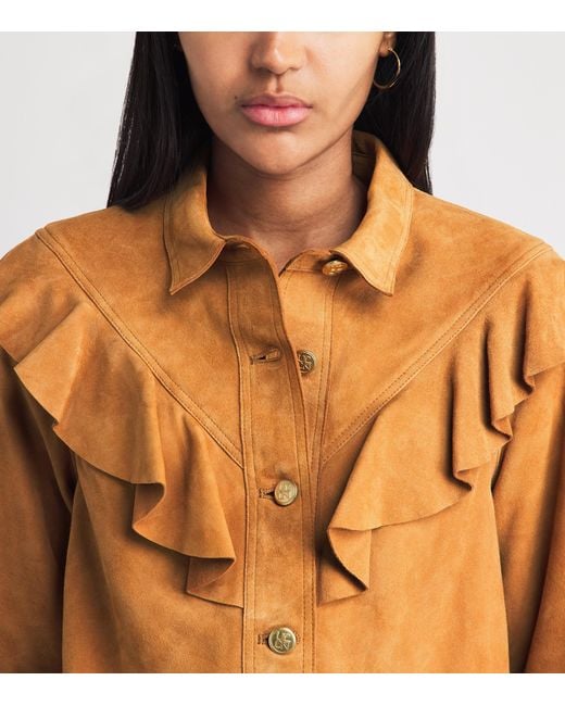 Ulla Johnson Brown Ruffled Matilde Suede Jacket