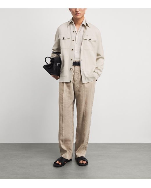 Isaia White Wool-Blend Overshirt for men