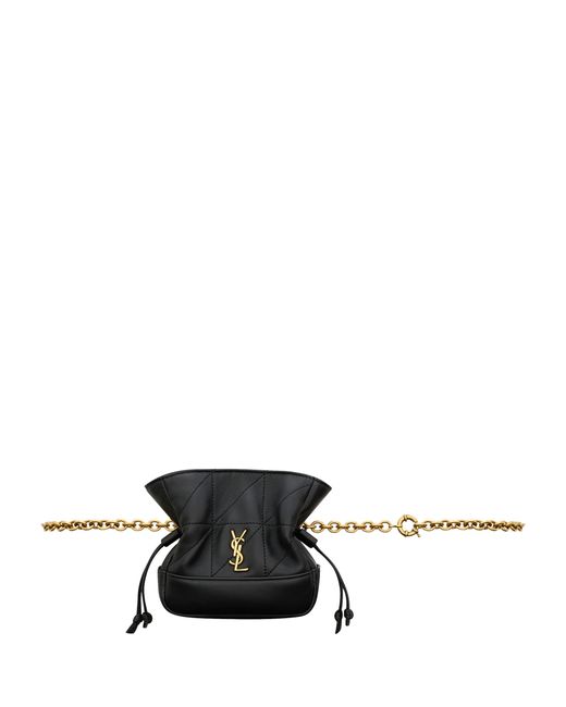 Saint Laurent Black Leather Jamie Chain Belt Bag