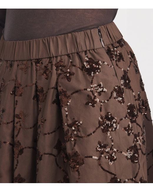 Weekend by Maxmara Brown Cotton Embellished Midi Skirt