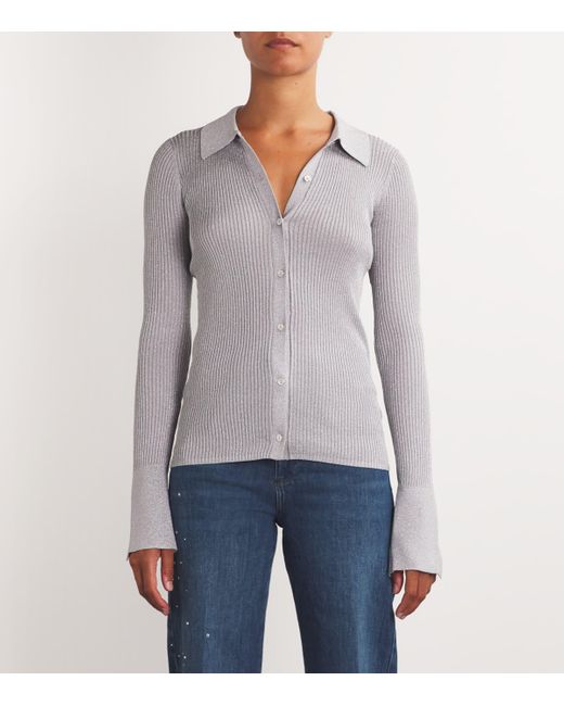 7 For All Mankind Metallic Button Up Sweater in Grey Lyst UK