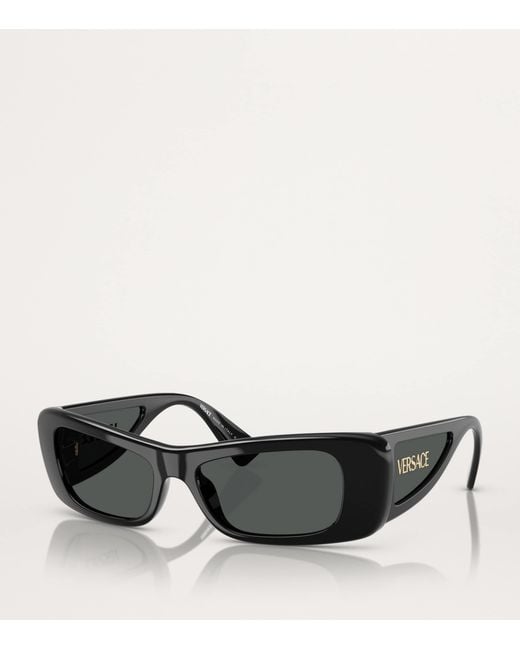 Versace Black Acetate Rectangular Sunglasses