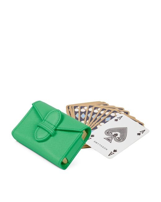 Smythson Green Leather Panama Playing Card Case