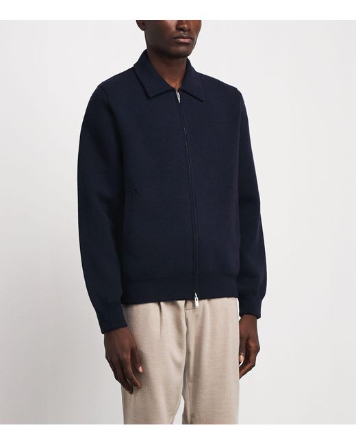Lardini Blue Wool-Blend Zip-Up Overshirt for men