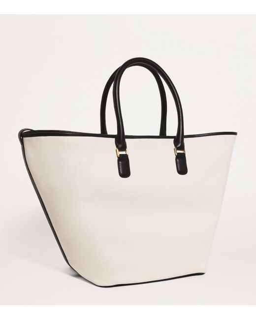 Harrods White Large Canvas Slouchy Tote Bag