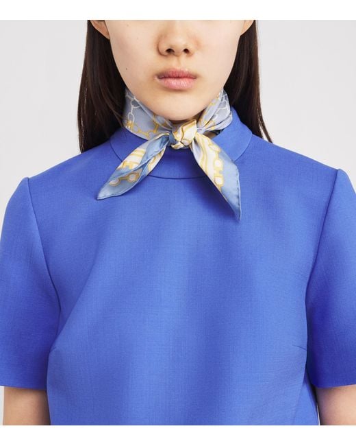 Harrods Blue Silk Chain Print Scarf