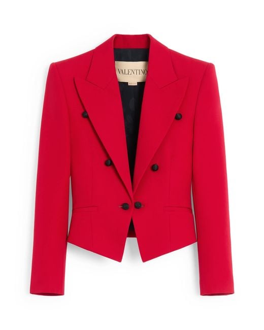 Valentino Red Virgin Wool Cropped Blazer