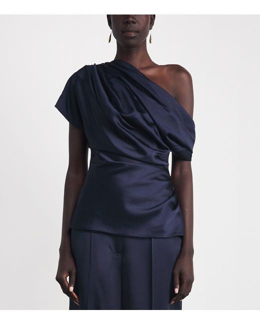 Jonathan Simkhai Blue Phoebe Off-Shoulder Top