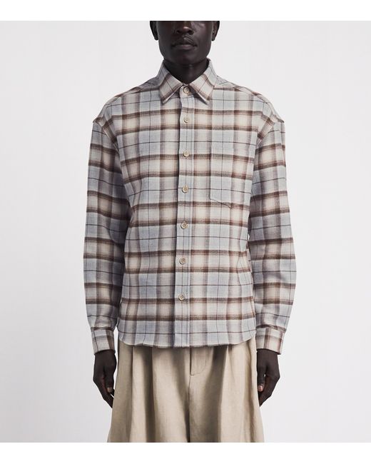 Pal Zileri Gray Cotton Check Shirt for men