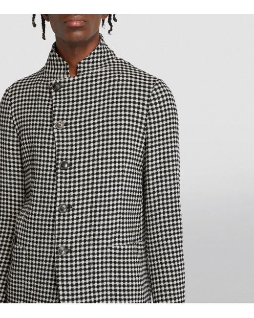 Emporio Armani Gray Wool-Blend Houndstooth Blazer for men