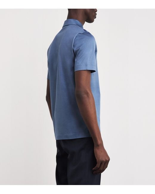 Canali Blue Mercerised Cotton Polo Shirt for men