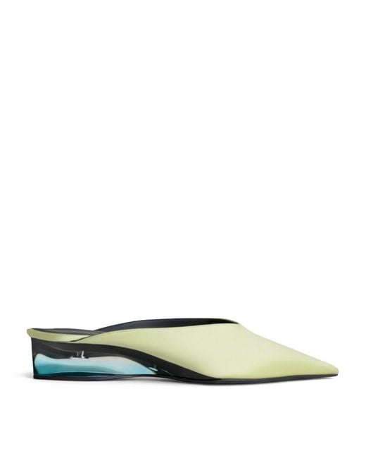 Alaïa Green Satin Invisible Wedge Mules 30