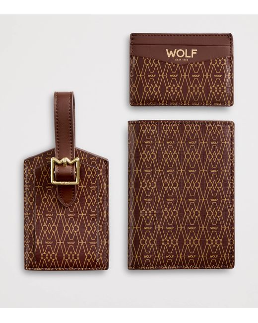 Wolf Black Signature Passport Holder, Card Holder And Luggage Tag Gift Set for men