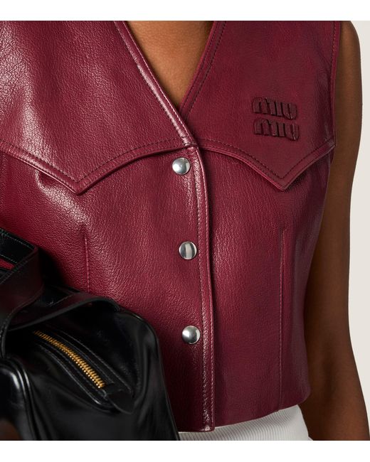 Miu Miu Red Leather Vest