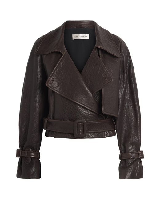Nour Hammour Black Lambskin Cropped Hatti Jacket