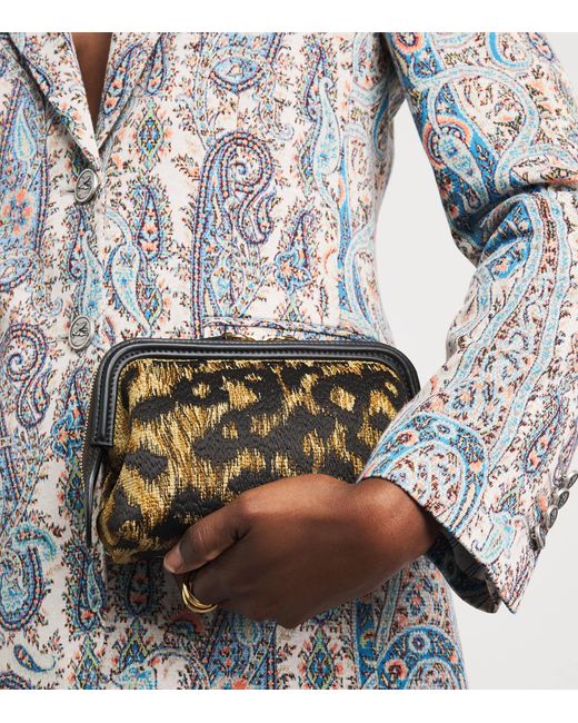 Etro Brown Raffia Embroidered Doc Cross-Body Bag