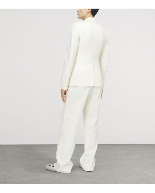McQueen White Wool Pleated Blazer for men