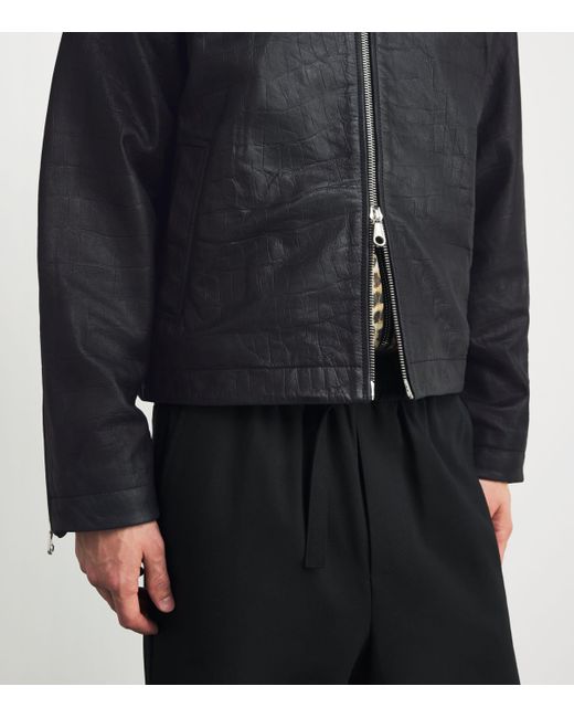 Cole Buxton Croc-Embossed Leather Jacket in Black for Men | Lyst